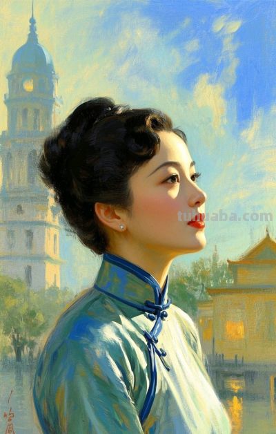 彩铅画，一袭旗袍承东方韵致，半帧笔墨绘民国佳人～ - 图画吧TUHUABA