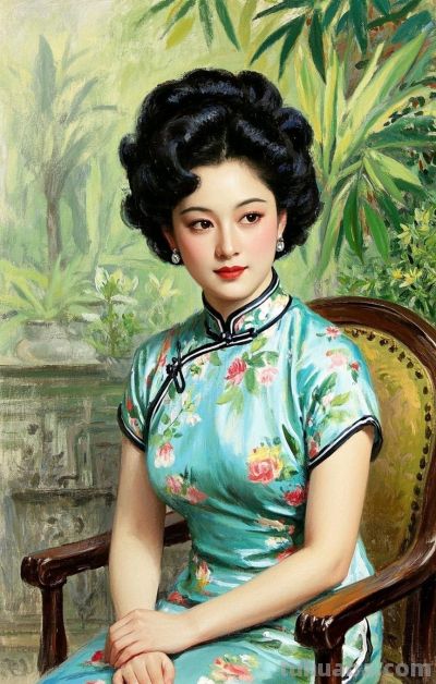 彩铅画，一袭旗袍承东方韵致，半帧笔墨绘民国佳人～ - 图画吧TUHUABA