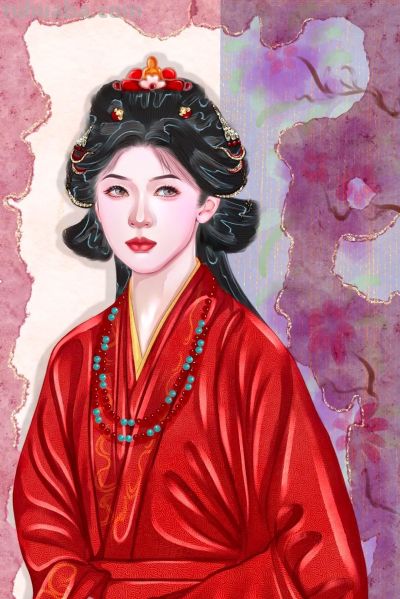 谁懂啊！古风水彩里的红衣美人，华贵到破碎感一次看个够 - 图画吧TUHUABA