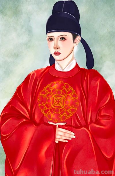 谁懂啊！古风水彩里的红衣美人，华贵到破碎感一次看个够 - 图画吧TUHUABA