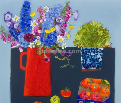 浓艳的静物花卉，英国当代画家Emma Dunbar - 图画吧TUHUABA