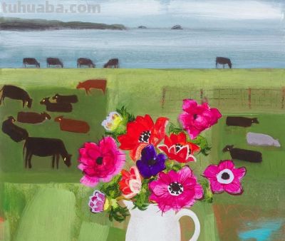 浓艳的静物花卉，英国当代画家Emma Dunbar - 图画吧TUHUABA