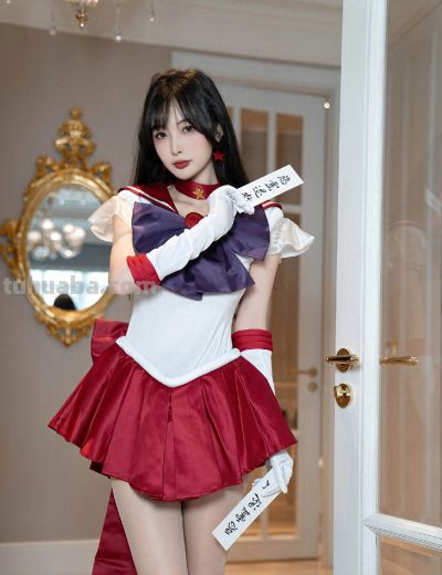 林星阑cos火野丽，红白裙配紫蝴蝶结太美了！ - 图画吧TUHUABA