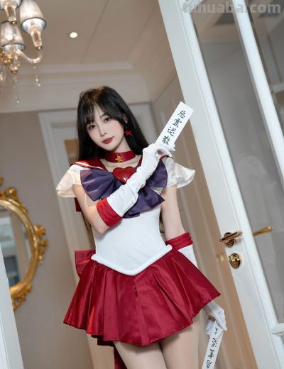 林星阑cos火野丽，红白裙配紫蝴蝶结太美了！ - 图画吧TUHUABA