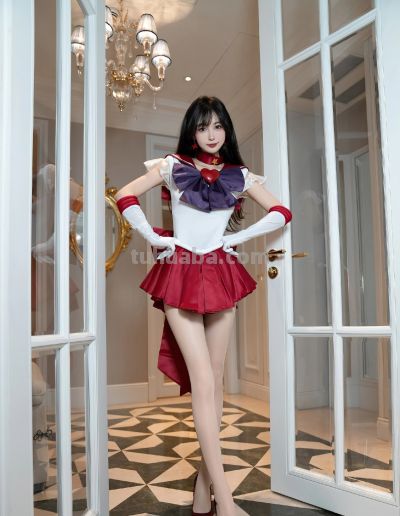 林星阑cos火野丽，红白裙配紫蝴蝶结太美了！ - 图画吧TUHUABA