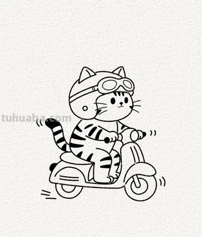 猫咪戴上头盔 引擎轰鸣 追风少年欢乐启程丨涂鸦简笔画分享 - 今日头条