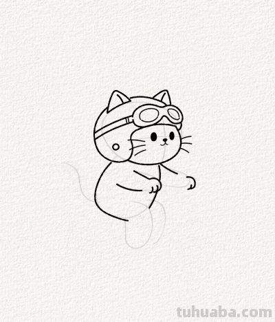 猫咪戴上头盔 引擎轰鸣 追风少年欢乐启程丨涂鸦简笔画分享 - 图画吧TUHUABA