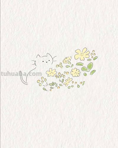 花开猫跃春意闹 简笔绘出小美好丨茜瓜简笔画分享 - 图画吧TUHUABA