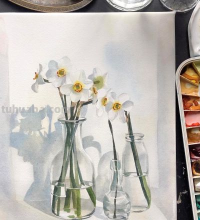 玻璃的质感，细腻的光影，这水彩好美啊！ - 图画吧TUHUABA