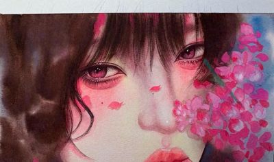 水彩少女插画：当发丝与花影邂逅，画里的她们皆为人间绝色 - 今日头条