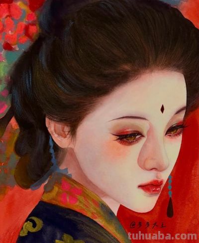 水彩少女插画：当发丝与花影邂逅，画里的她们皆为人间绝色 - 图画吧TUHUABA