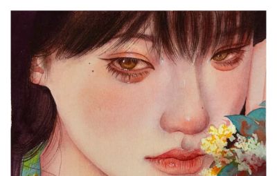 水彩少女插画：当发丝与花影邂逅，画里的她们皆为人间绝色 - 图画吧TUHUABA