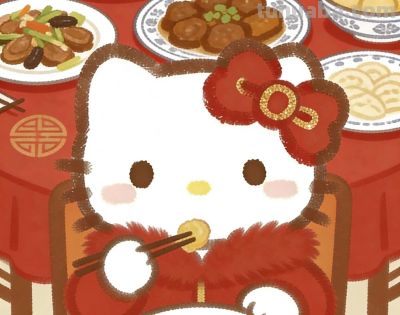 新年招财简笔画Kitty头像 - 图画吧TUHUABA
