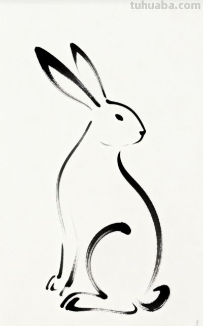 墨色跃灵动丨哇咔吧啦小兔子水墨风简笔画分享 - 图画吧TUHUABA