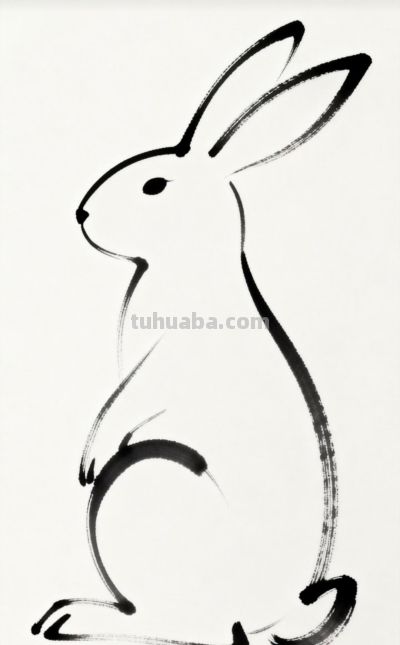 墨色跃灵动丨哇咔吧啦小兔子水墨风简笔画分享 - 图画吧TUHUABA