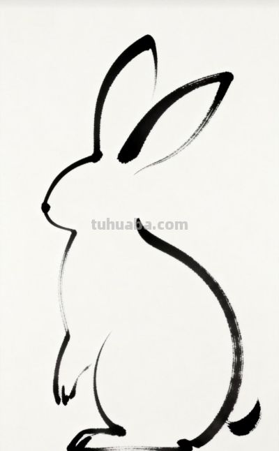 墨色跃灵动丨哇咔吧啦小兔子水墨风简笔画分享 - 图画吧TUHUABA