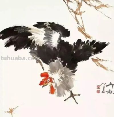 26幅萧朗大鸡图：简笔传神，雅俗共赏！ - 图画吧TUHUABA