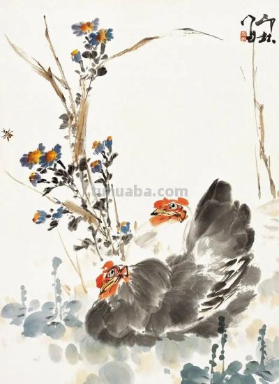 26幅萧朗大鸡图：简笔传神，雅俗共赏！ - 图画吧TUHUABA