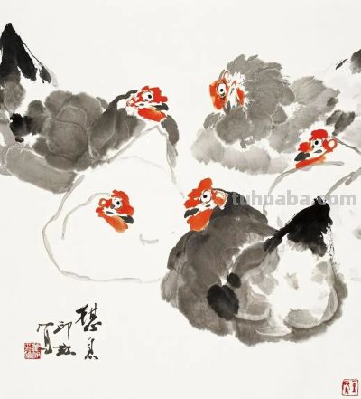 26幅萧朗大鸡图：简笔传神，雅俗共赏！ - 图画吧TUHUABA
