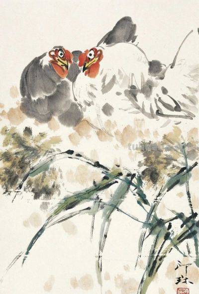 26幅萧朗大鸡图：简笔传神，雅俗共赏！ - 图画吧TUHUABA