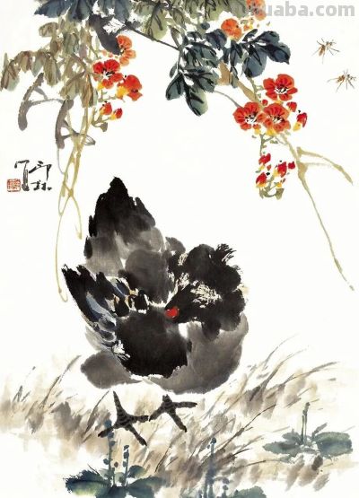 26幅萧朗大鸡图：简笔传神，雅俗共赏！ - 图画吧TUHUABA