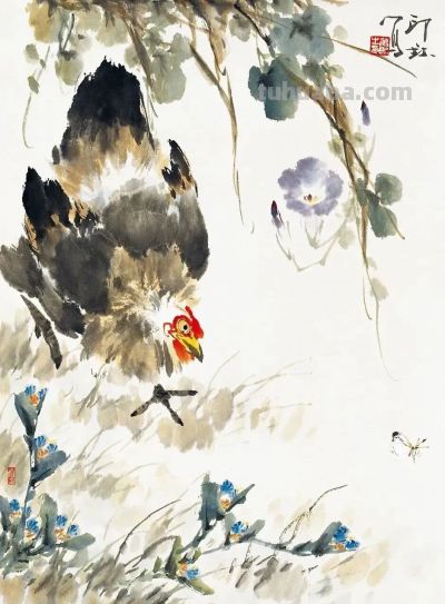 26幅萧朗大鸡图：简笔传神，雅俗共赏！ - 图画吧TUHUABA