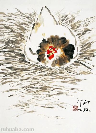 26幅萧朗大鸡图：简笔传神，雅俗共赏！ - 图画吧TUHUABA