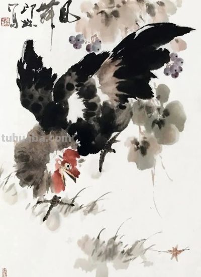 26幅萧朗大鸡图：简笔传神，雅俗共赏！ - 图画吧TUHUABA