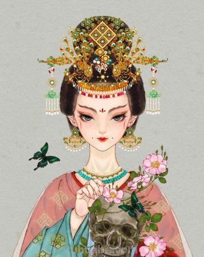 插画：凤冠的华贵、戏妆的精致、旗袍的优雅，每一幅都像非遗展品 - 今日头条