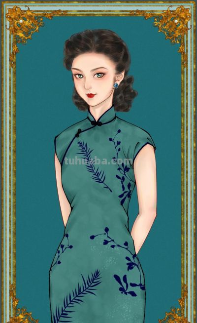 插画：凤冠的华贵、戏妆的精致、旗袍的优雅，每一幅都像非遗展品 - 图画吧TUHUABA