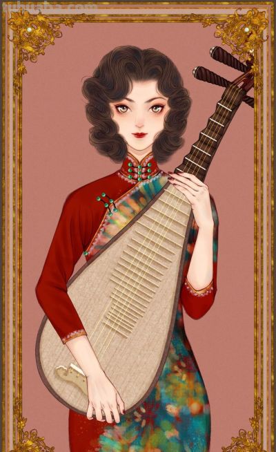 插画：凤冠的华贵、戏妆的精致、旗袍的优雅，每一幅都像非遗展品 - 图画吧TUHUABA