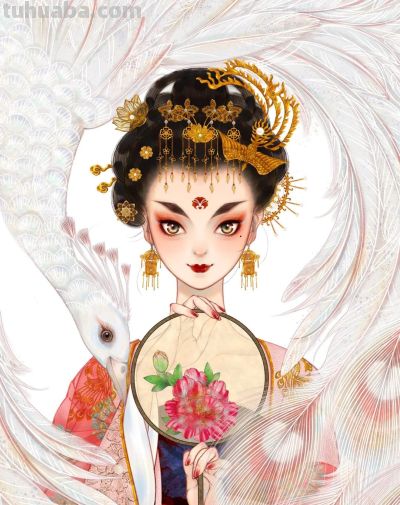 插画：凤冠的华贵、戏妆的精致、旗袍的优雅，每一幅都像非遗展品 - 图画吧TUHUABA