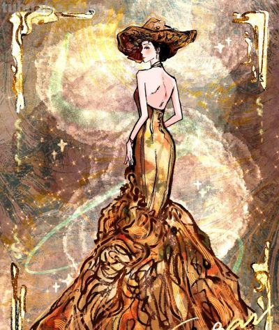 明星礼服插画版太绝了！仿佛把星河与童话穿在了身上 - 图画吧TUHUABA