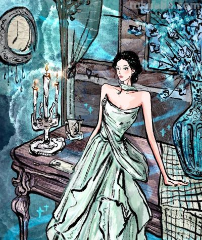 明星礼服插画版太绝了！仿佛把星河与童话穿在了身上 - 图画吧TUHUABA