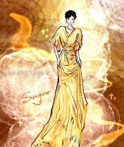 明星礼服插画版太绝了！仿佛把星河与童话穿在了身上 - 图画吧TUHUABA
