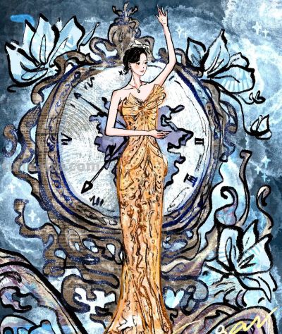 明星礼服插画版太绝了！仿佛把星河与童话穿在了身上 - 图画吧TUHUABA