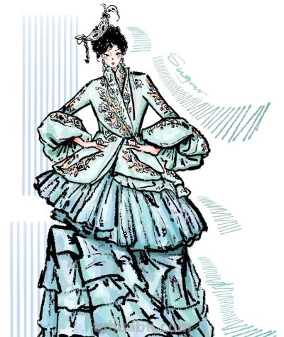 明星礼服遇上手绘笔触，次元壁破出绝美火花，高级感拉满！ - 图画吧TUHUABA