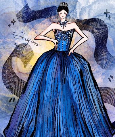 明星礼服遇上手绘笔触，次元壁破出绝美火花，高级感拉满！ - 图画吧TUHUABA