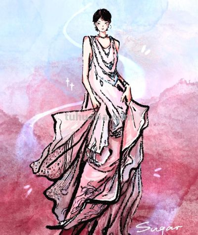 明星礼服遇上手绘笔触，次元壁破出绝美火花，高级感拉满！ - 图画吧TUHUABA