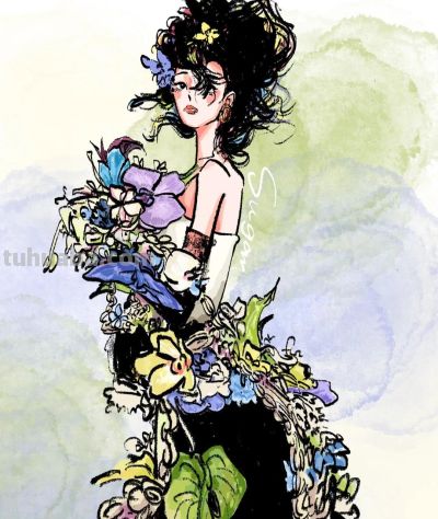 明星礼服遇上手绘笔触，次元壁破出绝美火花，高级感拉满！ - 图画吧TUHUABA