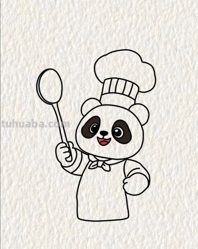 熊猫厨师掌勺 美味萌趣全都有丨画个简笔画分享 - 图画吧TUHUABA