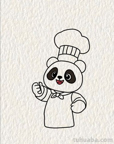 熊猫厨师掌勺 美味萌趣全都有丨画个简笔画分享 - 图画吧TUHUABA