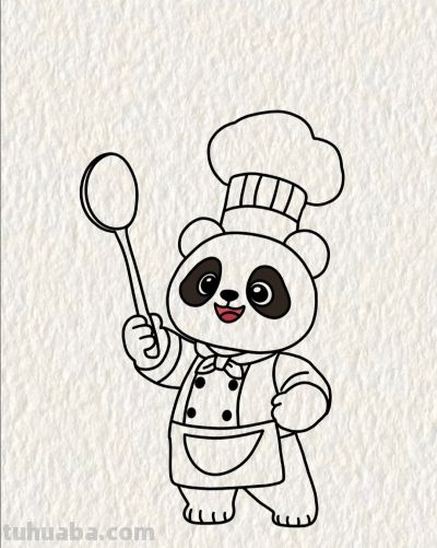 熊猫厨师掌勺 美味萌趣全都有丨画个简笔画分享 - 图画吧TUHUABA