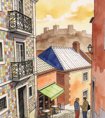 跟着插画去旅行—城堡下的老城 - 图画吧TUHUABA