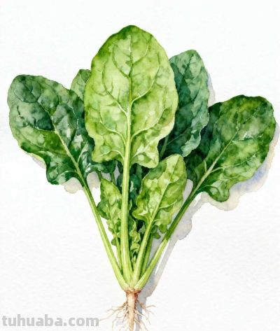 水彩画｜菠菜 - 图画吧TUHUABA