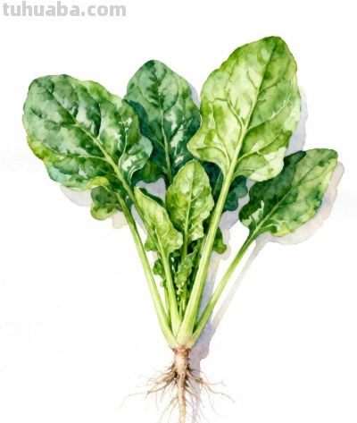 水彩画｜菠菜 - 图画吧TUHUABA