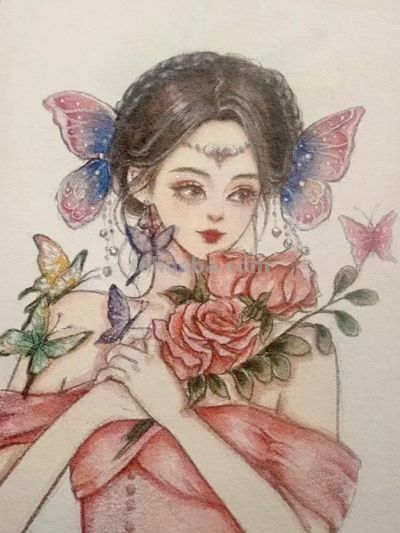 繁花与少女的水彩恋曲，每一笔都漾着心动的涟漪 - 图画吧TUHUABA