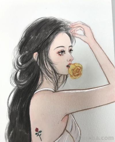 繁花与少女的水彩恋曲，每一笔都漾着心动的涟漪 - 图画吧TUHUABA