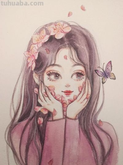 繁花与少女的水彩恋曲，每一笔都漾着心动的涟漪 - 图画吧TUHUABA