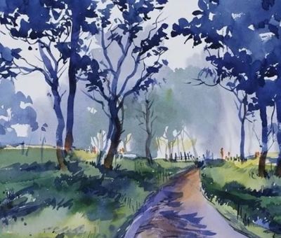 印度当代水彩画家萨杜·阿利育作品，在宁静中涌动着自然生命力 - 图画吧TUHUABA